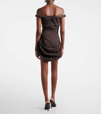 Gathered off-shoulder denim minidress | Magda Butrym