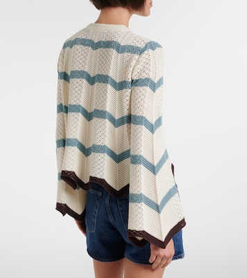 Chevron crochet cropped cotton sweater | La DoubleJ
