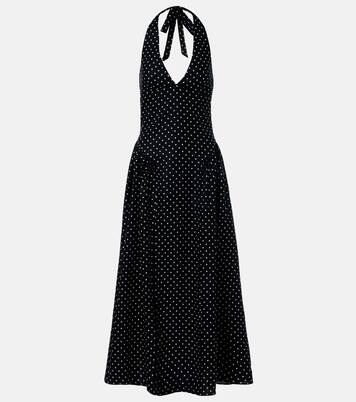 La Cala polka-dot halterneck linen midi dress | Faithfull