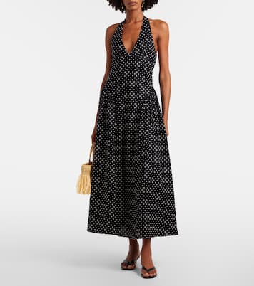 La Cala polka-dot halterneck linen midi dress | Faithfull