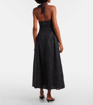 La Cala polka-dot halterneck linen midi dress | Faithfull