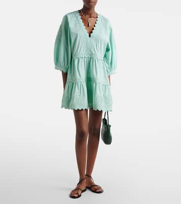 Embroidered scalloped cotton poplin minidress | Juliet Dunn