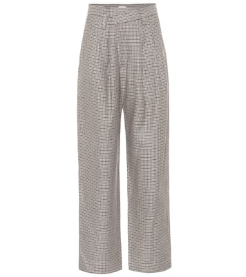 Checked linen, wool and silk wide-leg pants | Brunello Cucinelli
