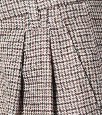 Checked linen, wool and silk wide-leg pants | Brunello Cucinelli
