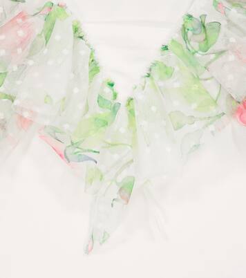 Floral tulle-trimmed T-shirt | Monnalisa