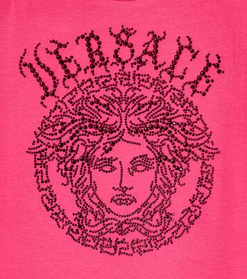 Medusa embellished cotton-blend T-shirt | Versace Kids