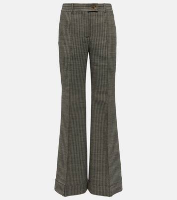 Pantalon évasé rayé en laine mélangée | Acne Studios