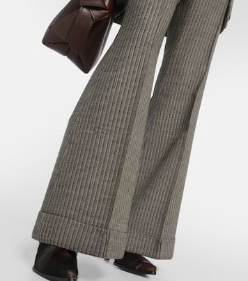 Pantalon évasé rayé en laine mélangée | Acne Studios
