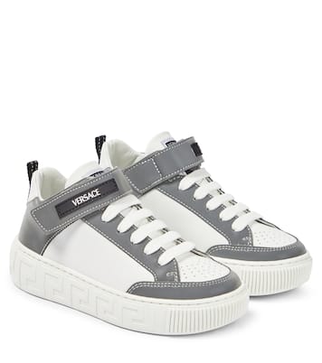 Logo leather high-top sneakers | Versace Kids