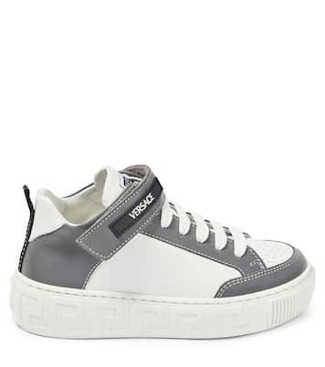 Logo leather high-top sneakers | Versace Kids