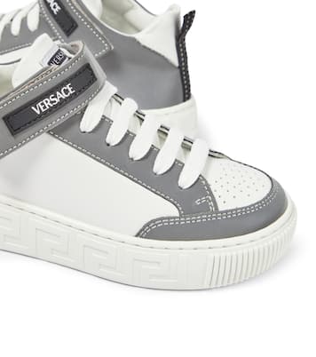Logo leather high-top sneakers | Versace Kids