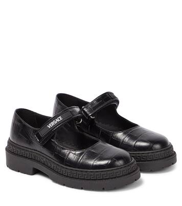Croc-effect leather Mary Jane flats | Versace Kids