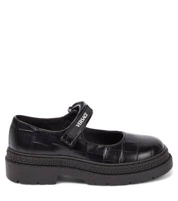 Croc-effect leather Mary Jane flats | Versace Kids