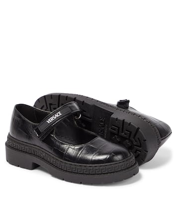 Croc-effect leather Mary Jane flats | Versace Kids