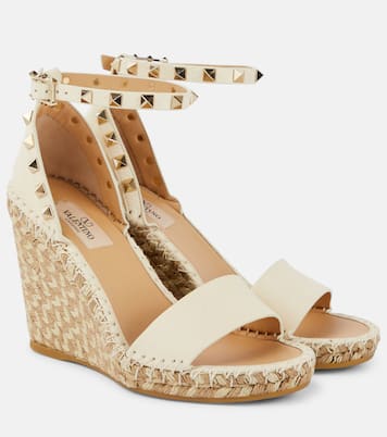 Rockstud 105 leather espadrille wedges | Valentino Garavani
