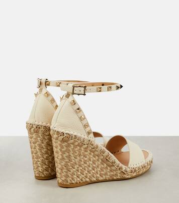 Rockstud 105 leather espadrille wedges | Valentino Garavani