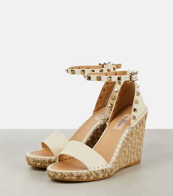 Rockstud 105 leather espadrille wedges | Valentino Garavani