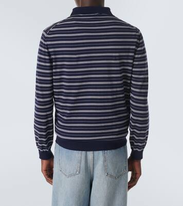 Logo striped cotton-blend polo sweater | Miu Miu