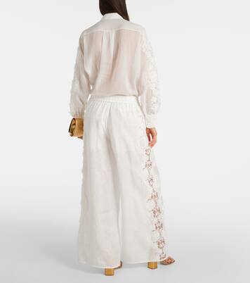 Halliday lace-trimmed linen wide-leg pants | Zimmermann