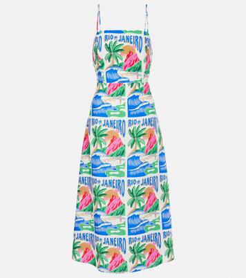 Robe midi Carioca Posters en lin mélangé | Farm Rio