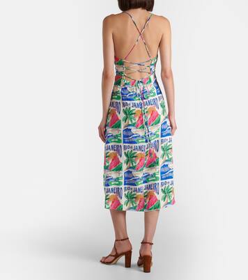 Robe midi Carioca Posters en lin mélangé | Farm Rio