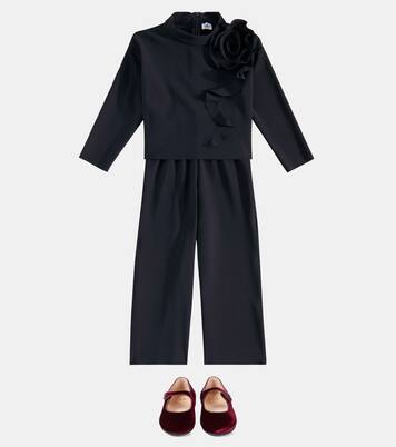 Floral-appliqué top and pants set | Il Gufo