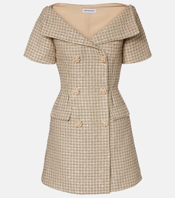 Miniabito in bouclé con scollo bardot | Self-Portrait