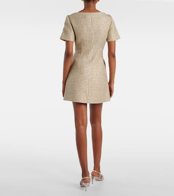 Miniabito in bouclé con scollo bardot | Self-Portrait