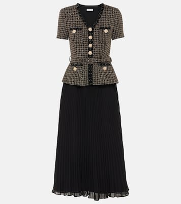 Midikleid aus Bouclé und Chiffon | Self-Portrait