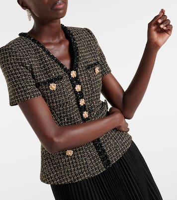 Midikleid aus Bouclé und Chiffon | Self-Portrait