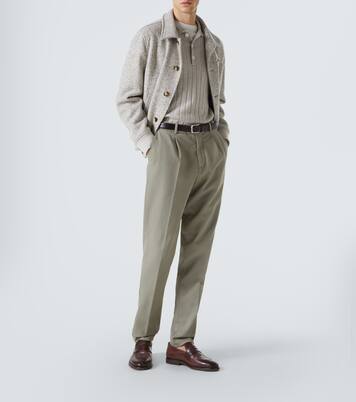 Ribbed-knit cashmere polo sweater | Brunello Cucinelli