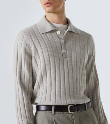 Ribbed-knit cashmere polo sweater | Brunello Cucinelli