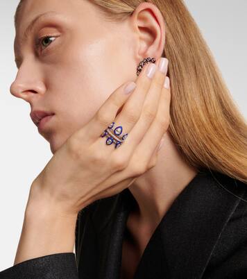 Tulip 18kt white gold pinky ring with diamonds and enamel | Kamyen