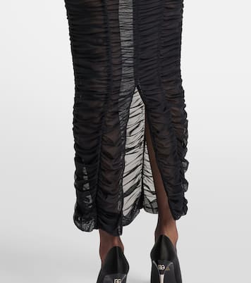 Sheer draped tulle midi dress | Dolce&Gabbana