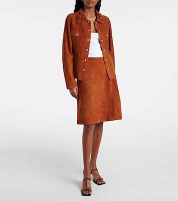 Midirock aus Veloursleder | Versace