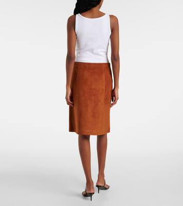 Midirock aus Veloursleder | Versace