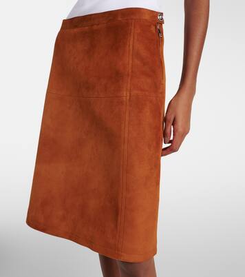 Midirock aus Veloursleder | Versace