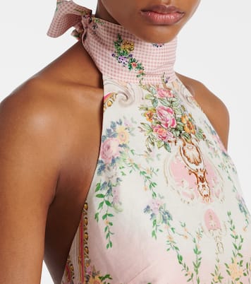 Halterneck linen and silk crop top | Camilla