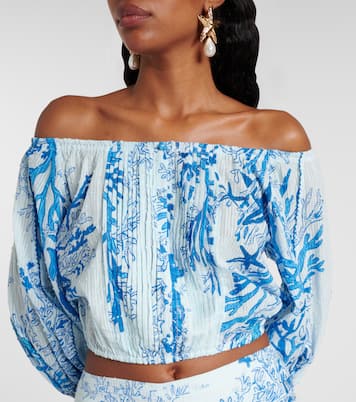 Top Bova imprimé à encolure bardot | Poupette St Barth