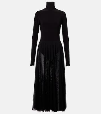Sheer jersey and mesh midi dress | Norma Kamali
