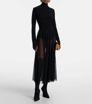 Sheer jersey and mesh midi dress | Norma Kamali