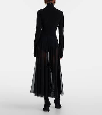 Sheer jersey and mesh midi dress | Norma Kamali