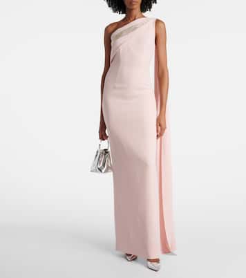 Embellished one-shoulder cady gown | Roland Mouret