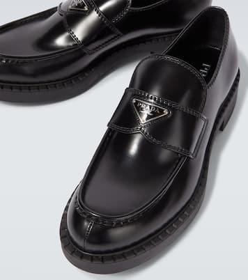 Chocolate leather loafers | Prada