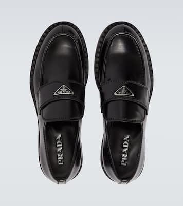 Chocolate leather loafers | Prada