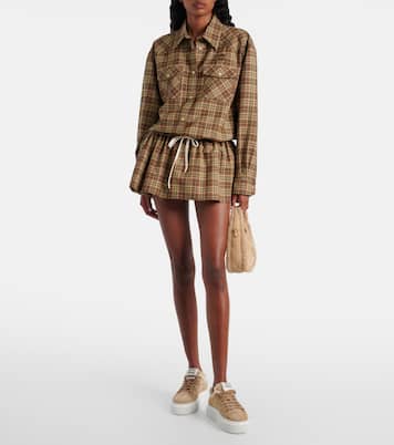 Plateau-Sneakers aus Veloursleder mit Shearling | Miu Miu