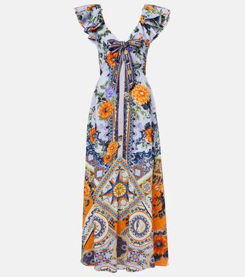 Robe longue Jardim Party en lin et soie | Camilla