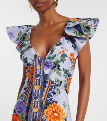 Robe longue Jardim Party en lin et soie | Camilla