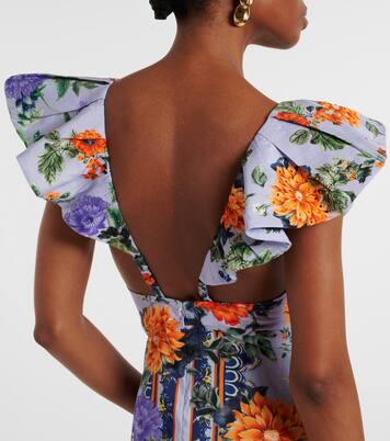 Robe longue Jardim Party en lin et soie | Camilla