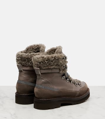 Shearling-lined leather ankle boots  | Brunello Cucinelli